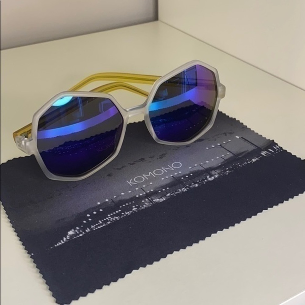 Komono Bonnie Ice Lemon Sunglasses NEW geometric neon - Picture 7 of 14